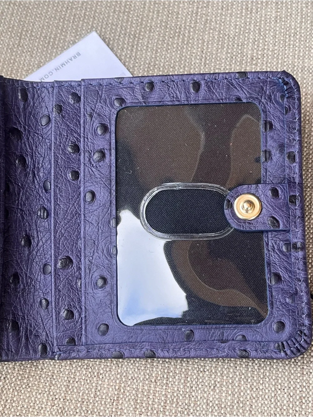 NWT Brahmin Jane in NAVY ALL OVER OSTRICH Wallet